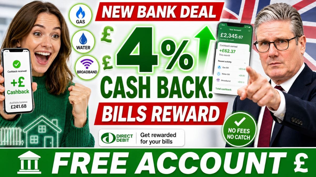 New UK Bank Account Offer Gives Customers 4% Cashback on Household Bills