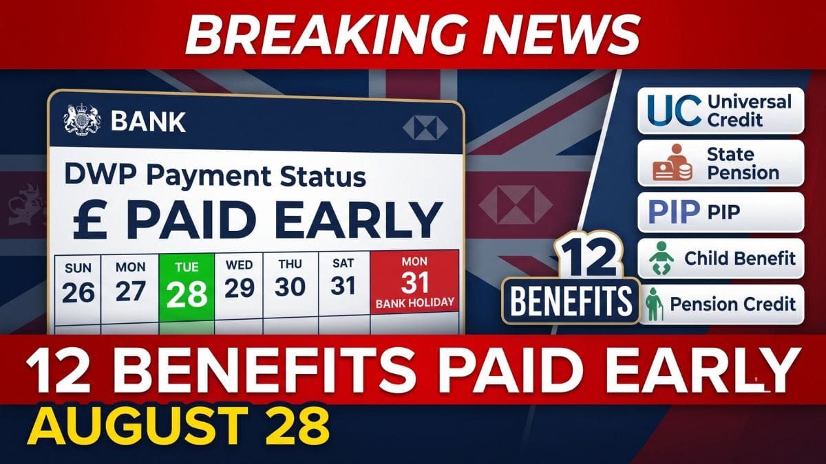 DWP Confirms 12 Benefits Being Paid Early Before the August Bank Holiday