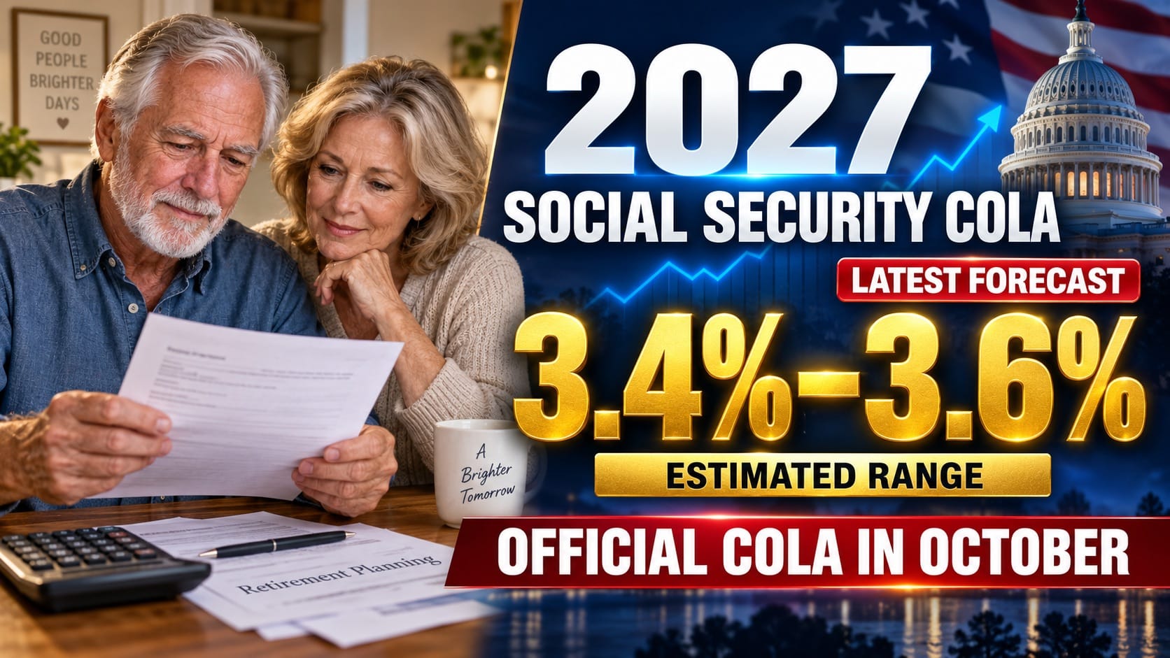 2027 Social Security COLA Forecast: Latest 3.4%–3.6% Estimate and What Retirees Could Receive