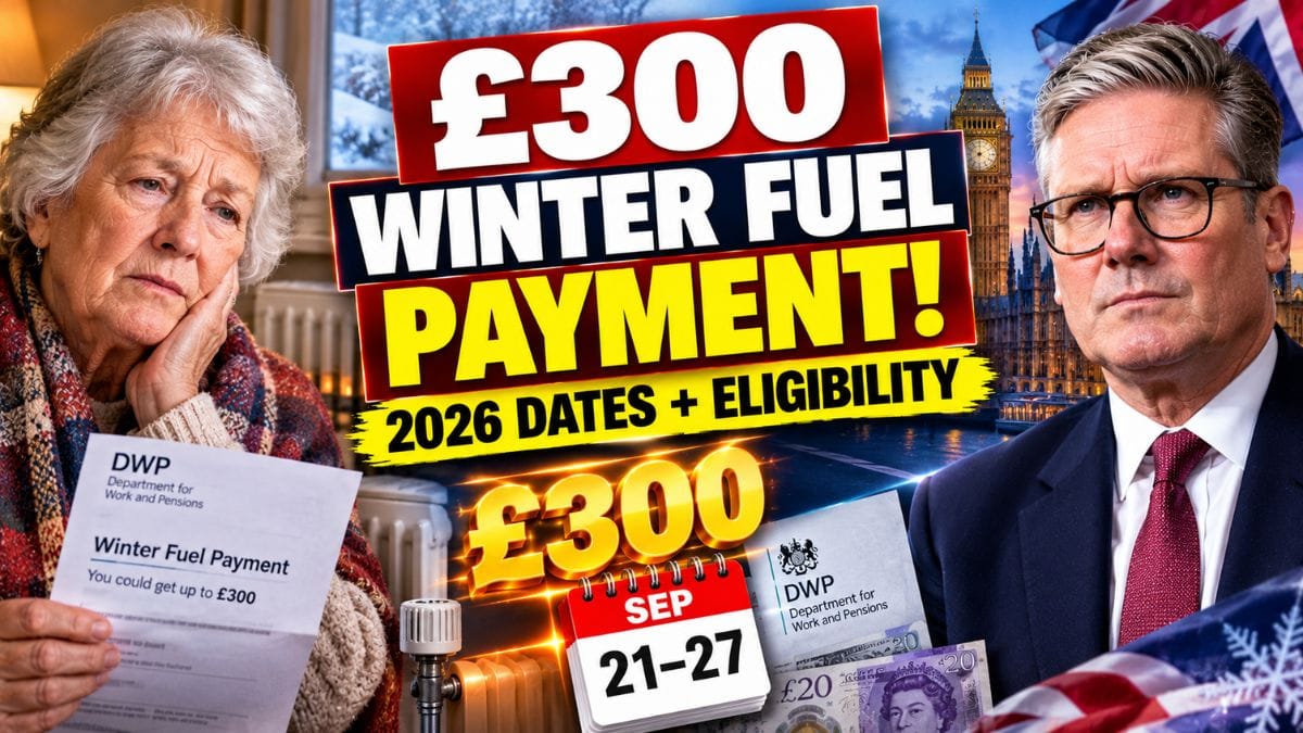 Keir Starmer and elderly British pensioner with £300 Winter Fuel Payment and 2026 eligibility dates